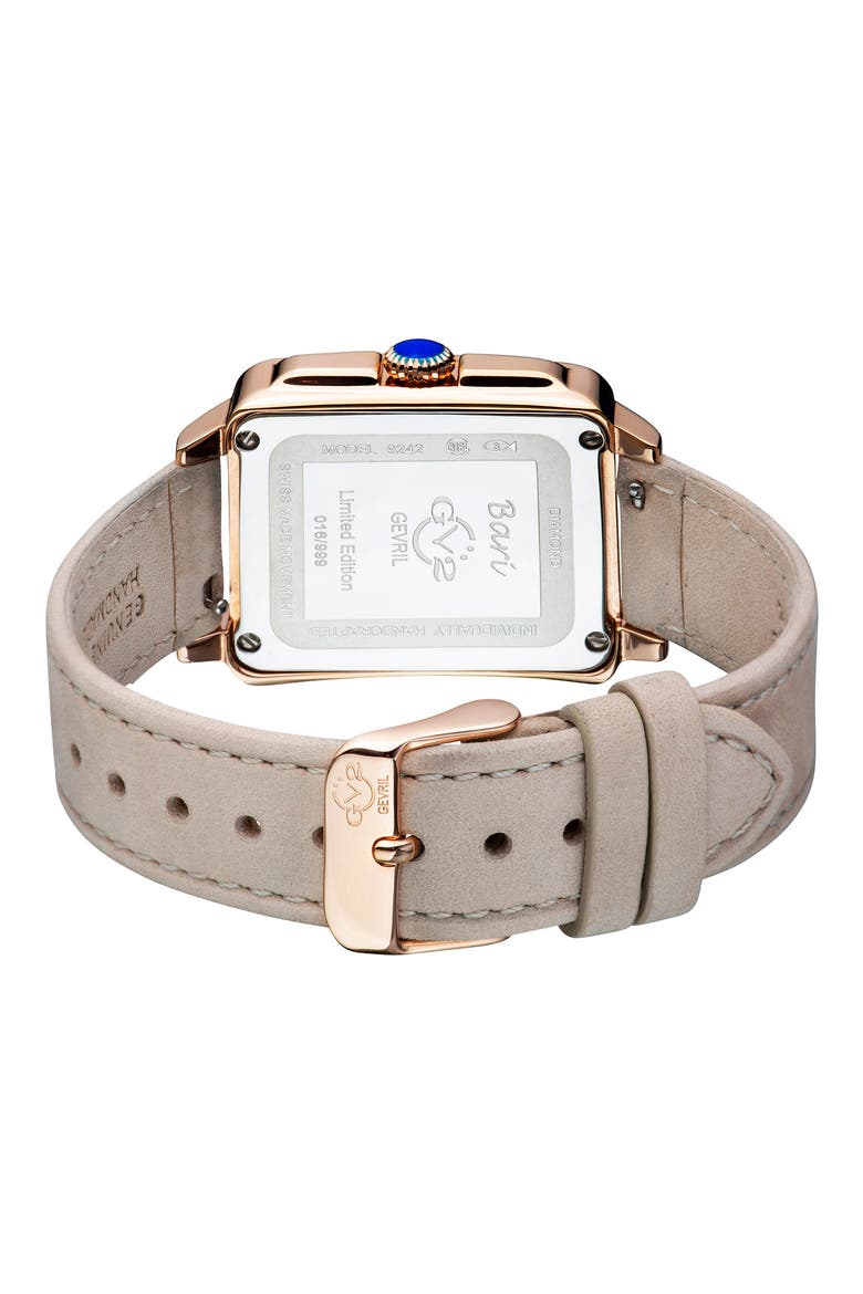 Bari Tortoise Swiss Quartz Diamond Leather Strap Watch, 30mm x 34mm - 0.0044ct., Alternate, color, BEIGE