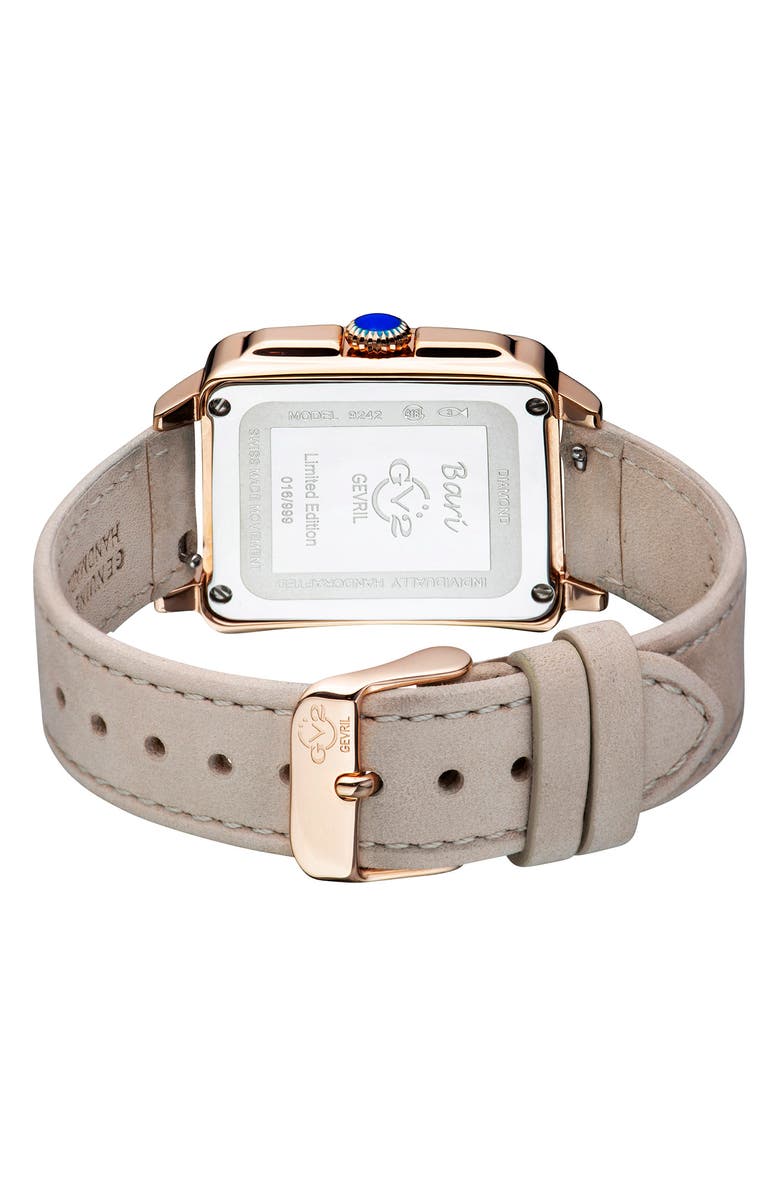 GV2 Bari Tortoise Swiss Quartz Diamond Leather Strap Watch, 30mm x 34mm - 0.0044ct., Alternate, color, Beige
