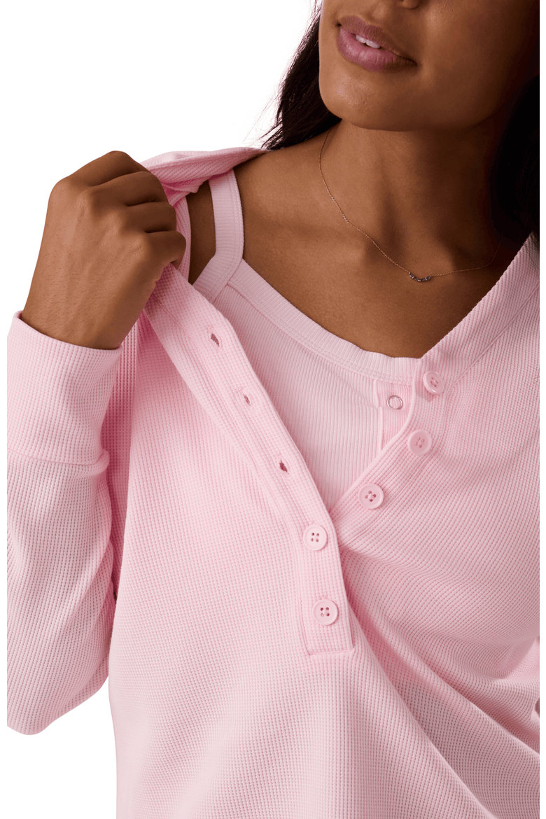 Waffle Maternity & Nursing Lounge Set, Alternate, color, Pale Pink