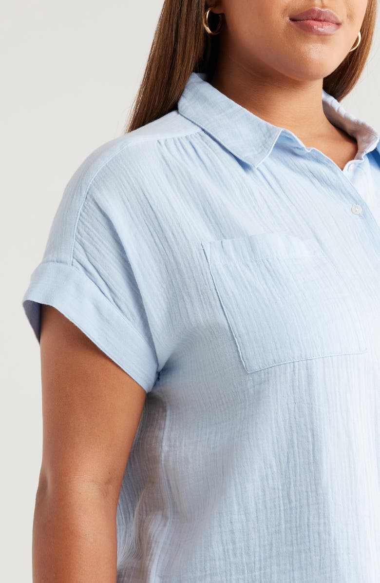 Caslon<sup>®</sup> Cotton Gauze Button-Up Shirt, Alternate, color, Blue Windsurfer