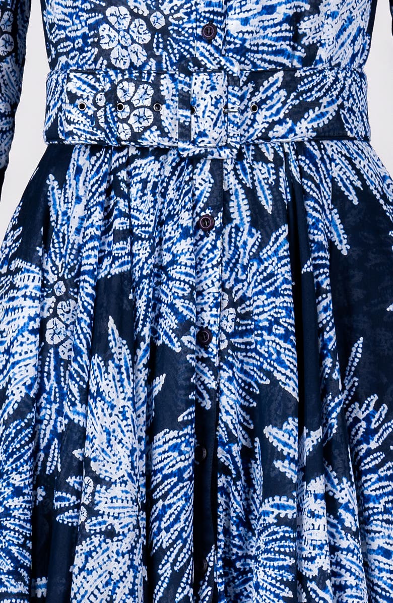SAMANTHA SUNG Shibori Belted Midi Shirtdress, Alternate, color, Indigo Blue