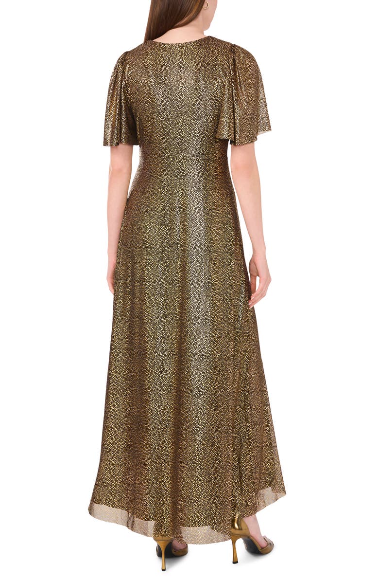 Halogen<sup>®</sup> Metallic Flutter Sleeve Faux Wrap Dress, Alternate, color, 