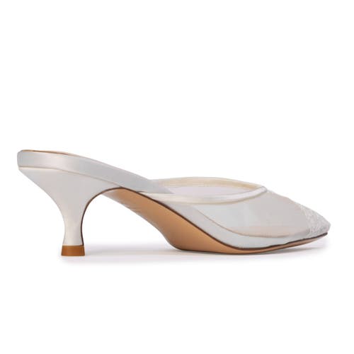 Black Suede Studio Cara 50 Mesh Mule In White