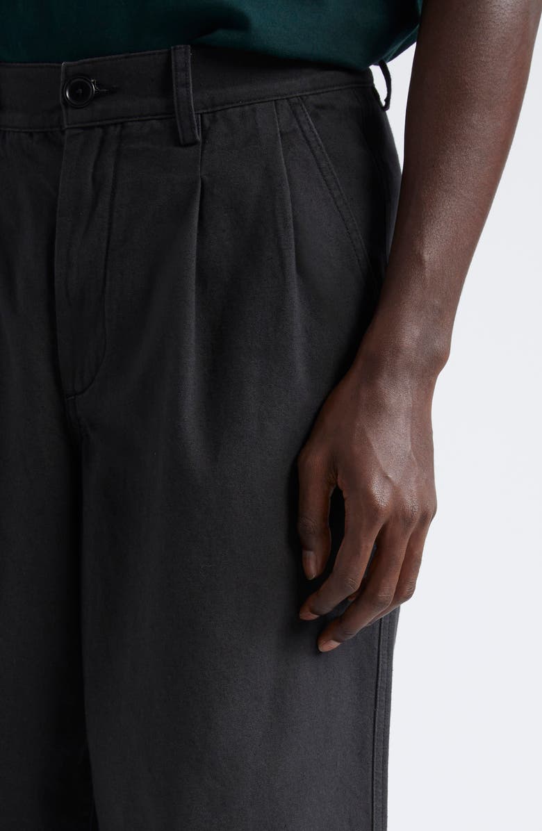 Noah Double Pleat Cotton Pants, Alternate, color, Black