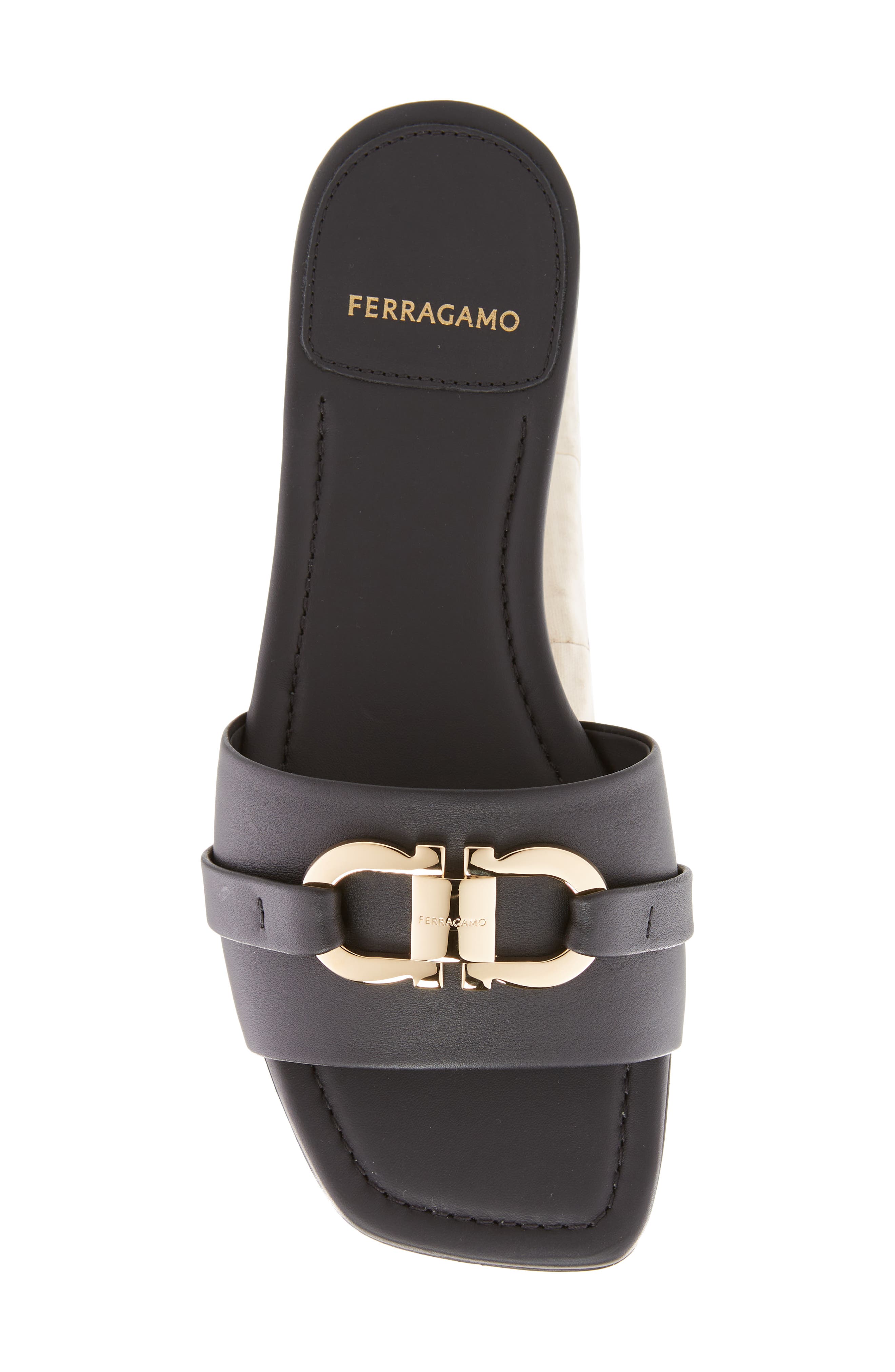 FERRAGAMO Leah Slide Sandal, Alternate, color, Black