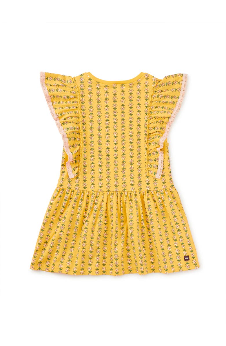 Tea Collection Crochet Trim Ruffle Dress, Alternate, color, Vintage Floral Tile