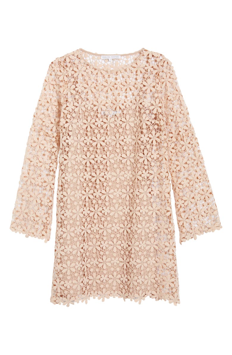 English Factory Lace Long Sleeve Minidress, Main, color, 