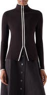Akris punto Tipped Wool Zip Cardigan