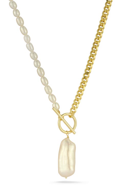 Cultured Pearl Pendant Toggle Necklace