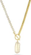 CHLOE AND MADISON Cultured Pearl Pendant Toggle Necklace