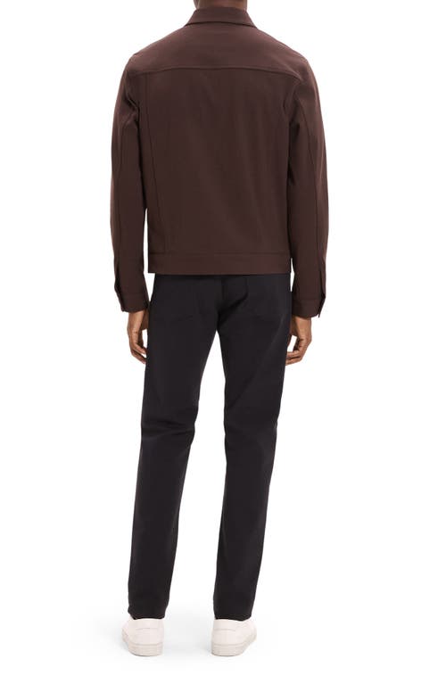 Theory River Cotton Blend Twill Trucker Jacket In Brown
