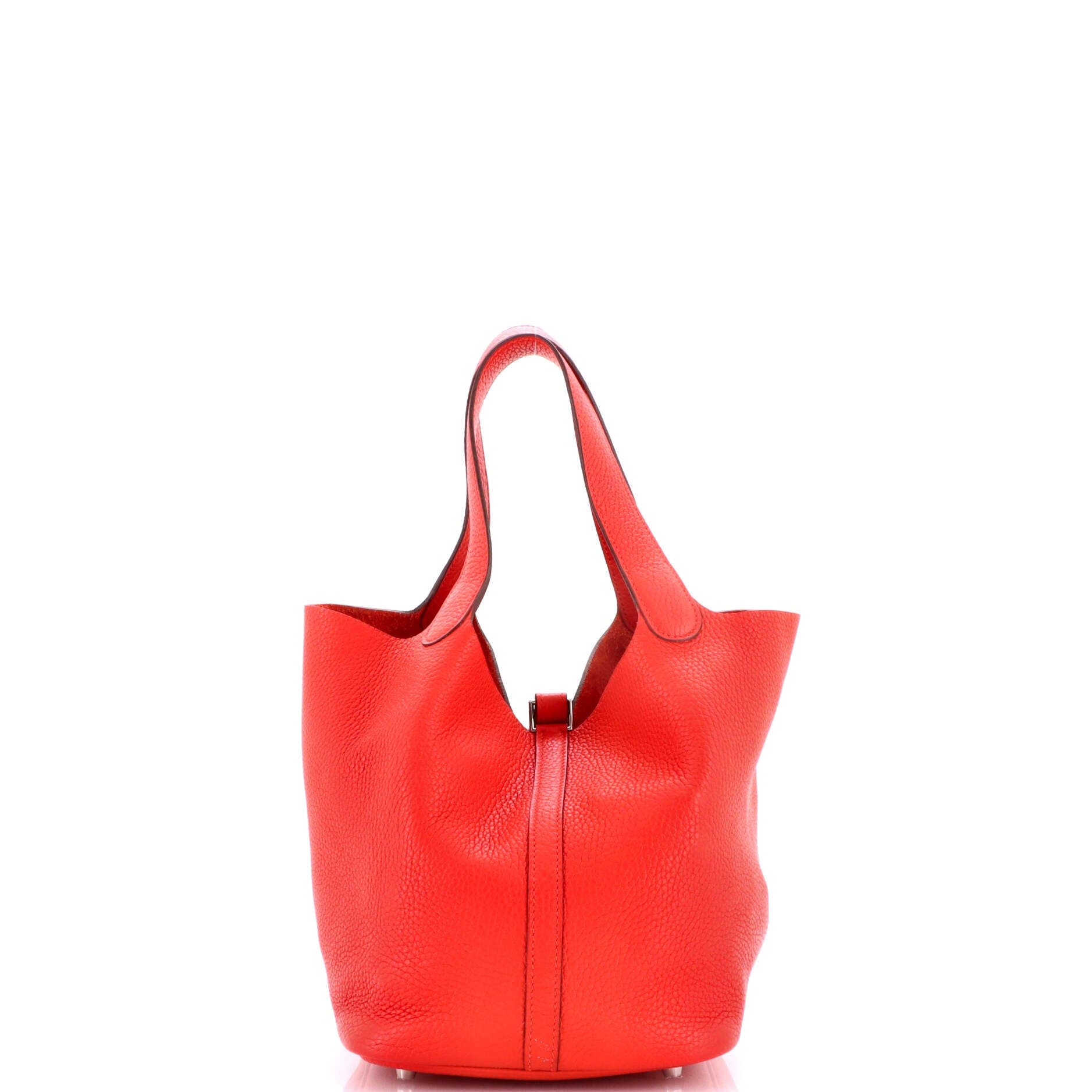 Pre-Owned Hermes Picotin Lock Bag Clemence MM, Alternate, color, Rouge Tomate