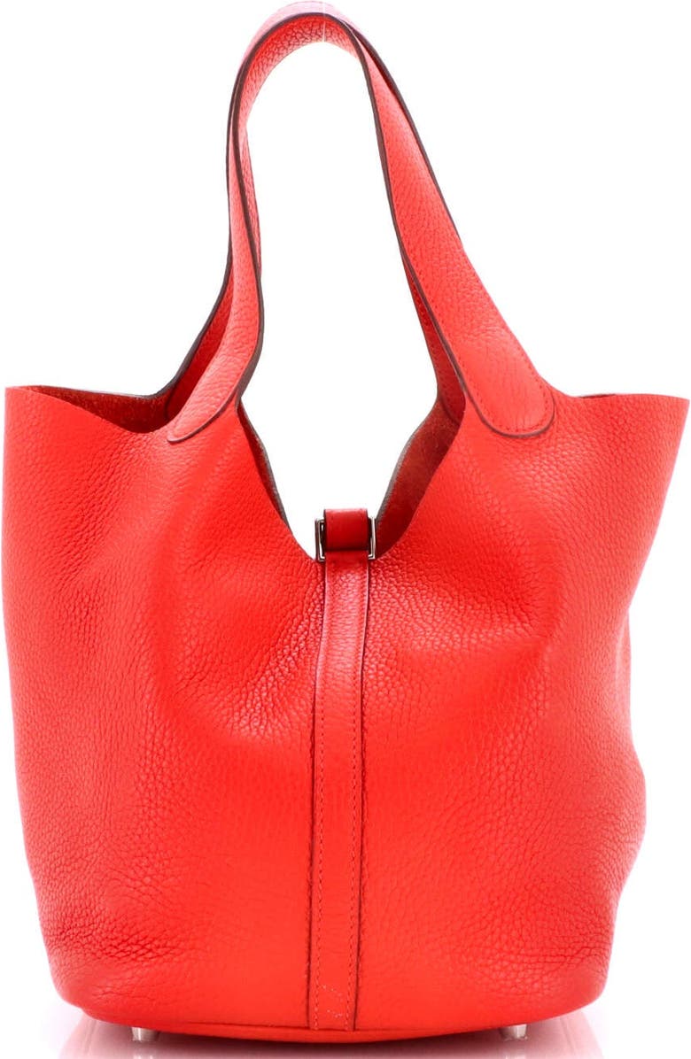 Pre-Owned Hermes Picotin Lock Bag Clemence MM, Alternate, color, Rouge Tomate