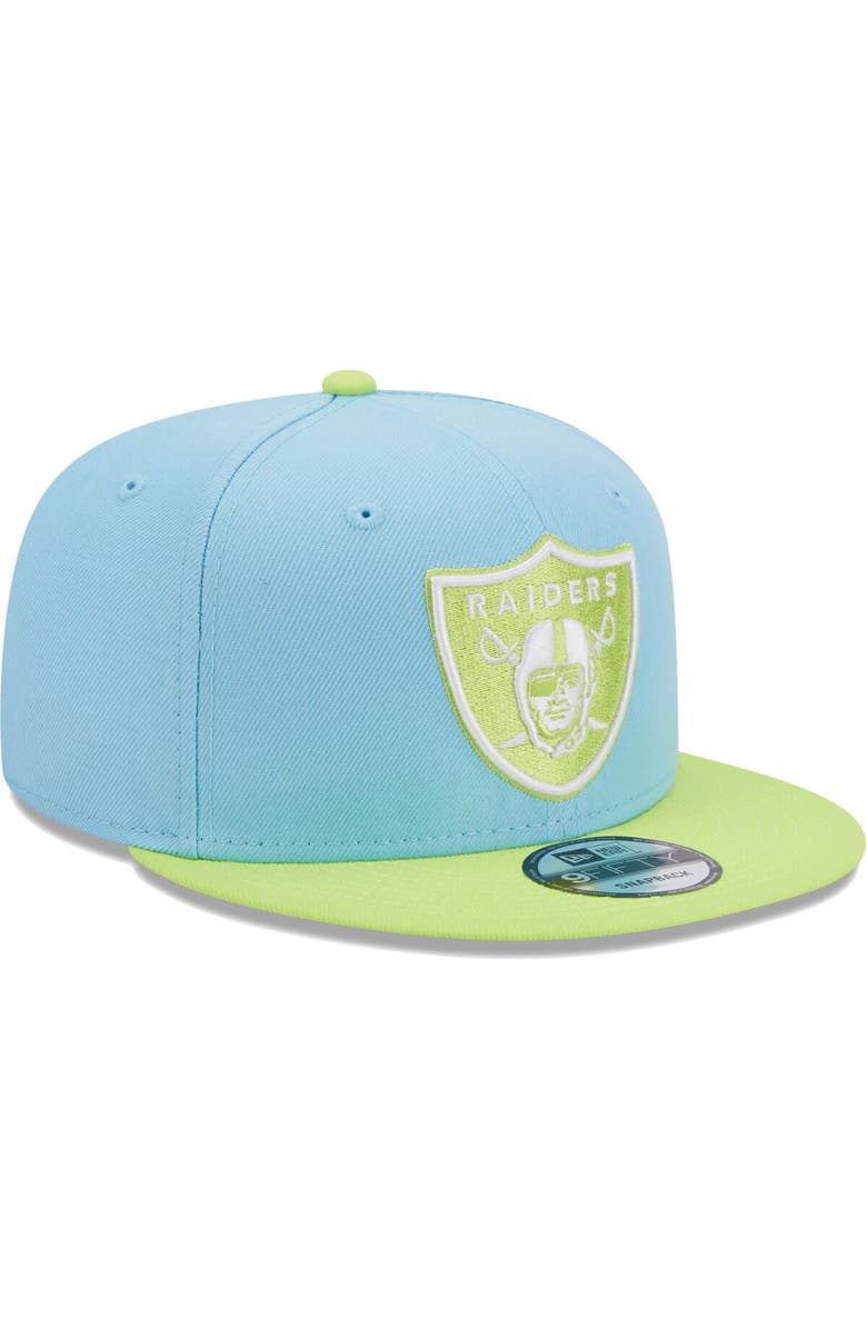 New Era Men's New Era Light Blue/Neon Green Las Vegas Raiders Two-Tone Color Pack 9FIFTY Snapback Hat, Alternate, color, 