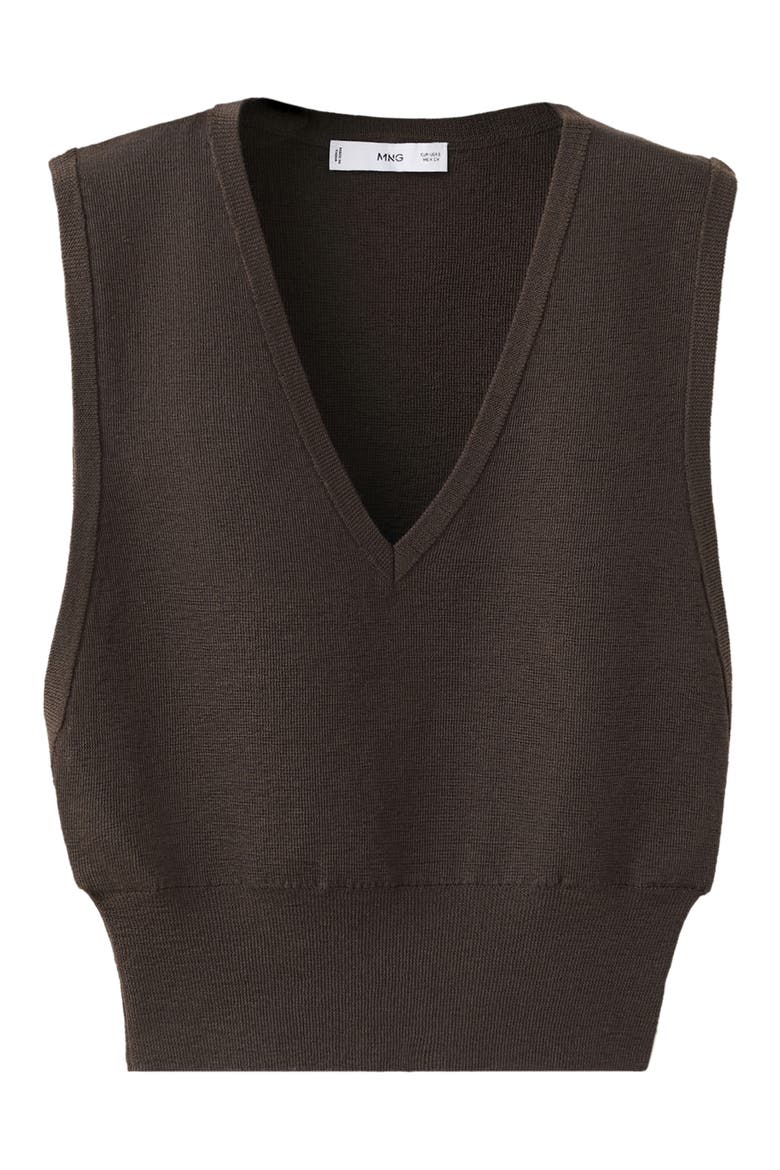 Knit V-Neck Vest, Alternate, color, COFFEE