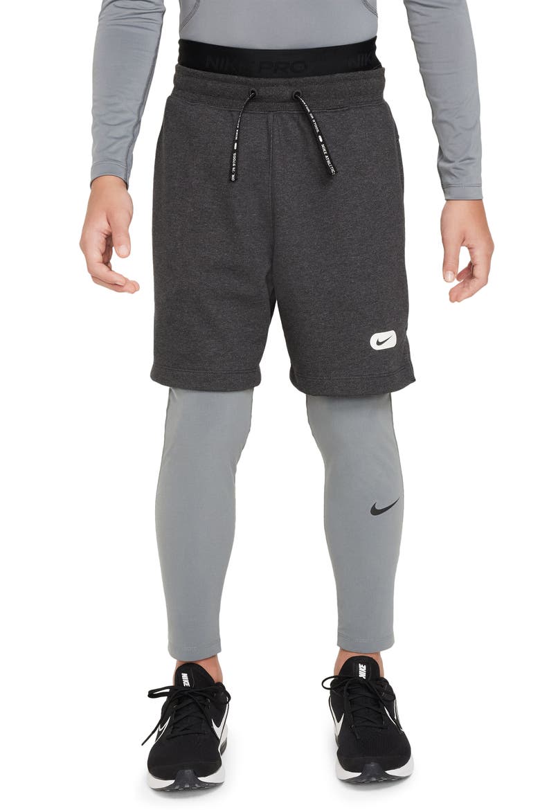 Kids' Pro Dri-FIT Athletic Tights, Main, color, SMOKE GREY/ SMOKE GREY/ BLACK