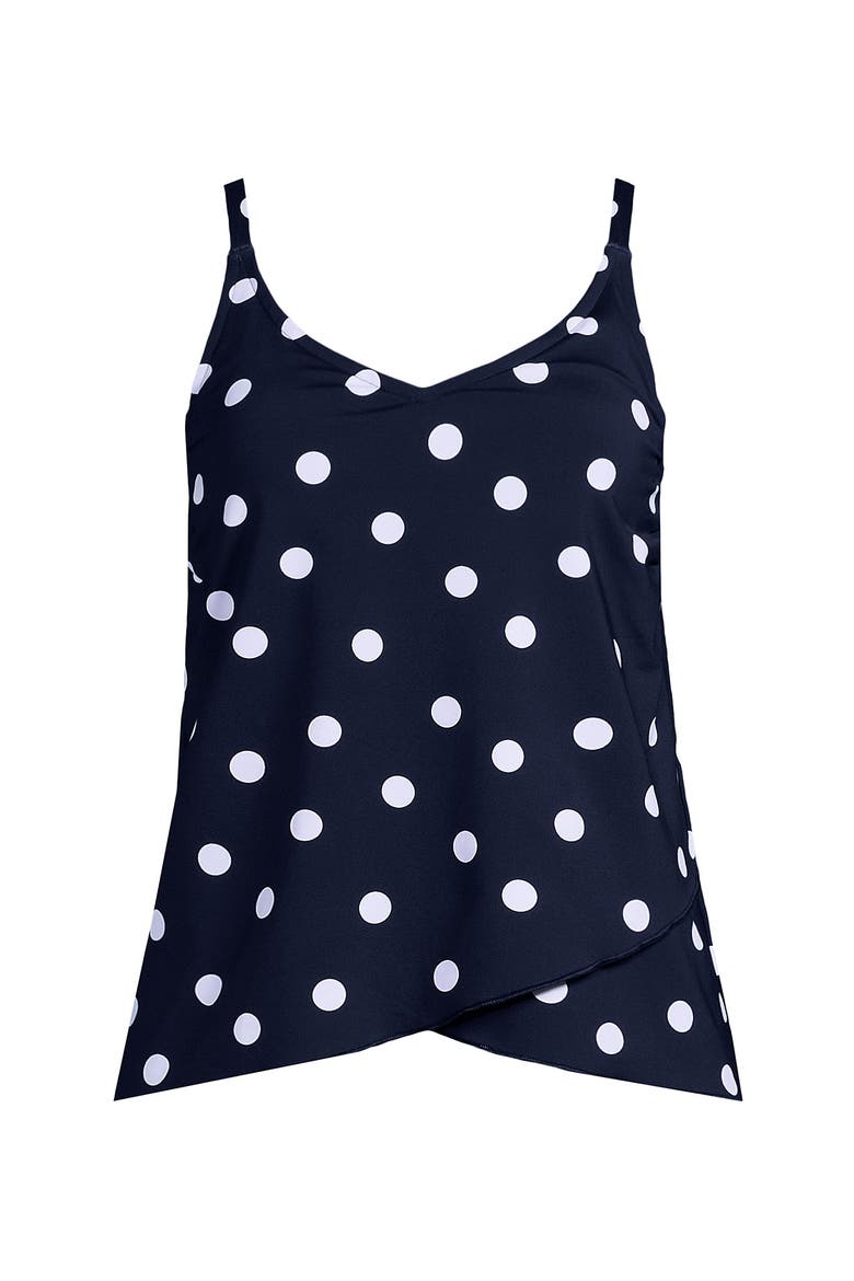 Tulip Hem Tankini Top, Alternate, color, Deep Sea Navy Polka Dot
