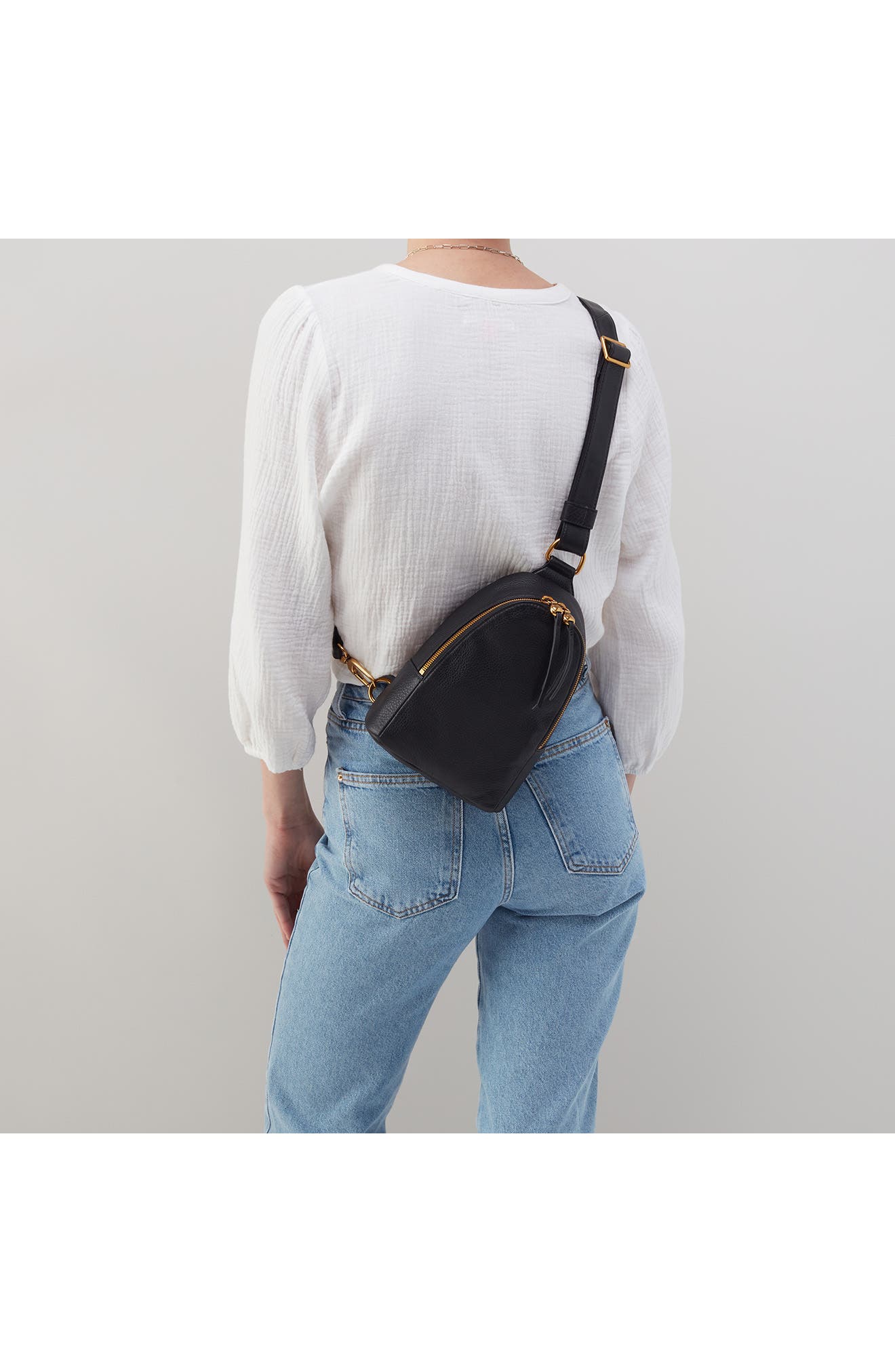 HOBO Fern Leather Sling Bag, Alternate, color, Black