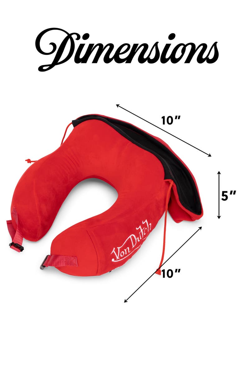 Eyeconic Hooded Ergonomic Memory Foam Travel Neck Pillow, Alternate, color, Red