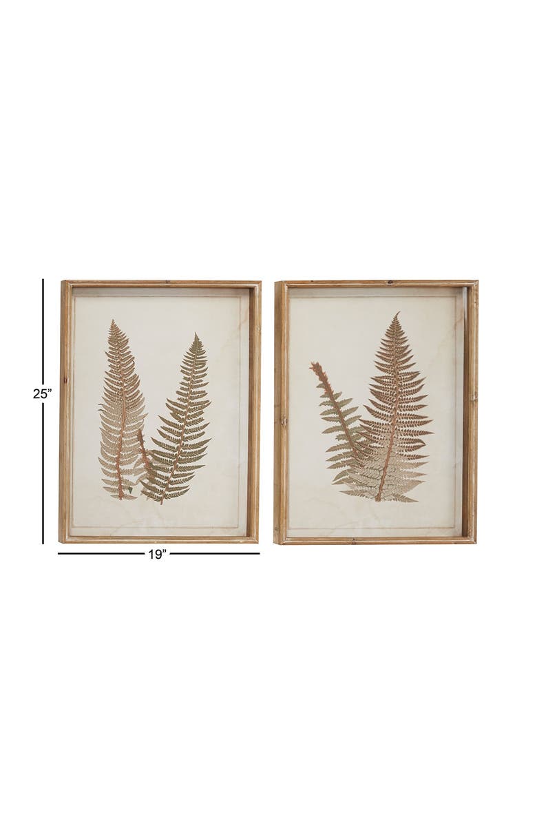 SONOMA SAGE HOME Brown Wood Fern Leaf Framed Wall Art with White Backing - Set of 2, Alternate, color, 