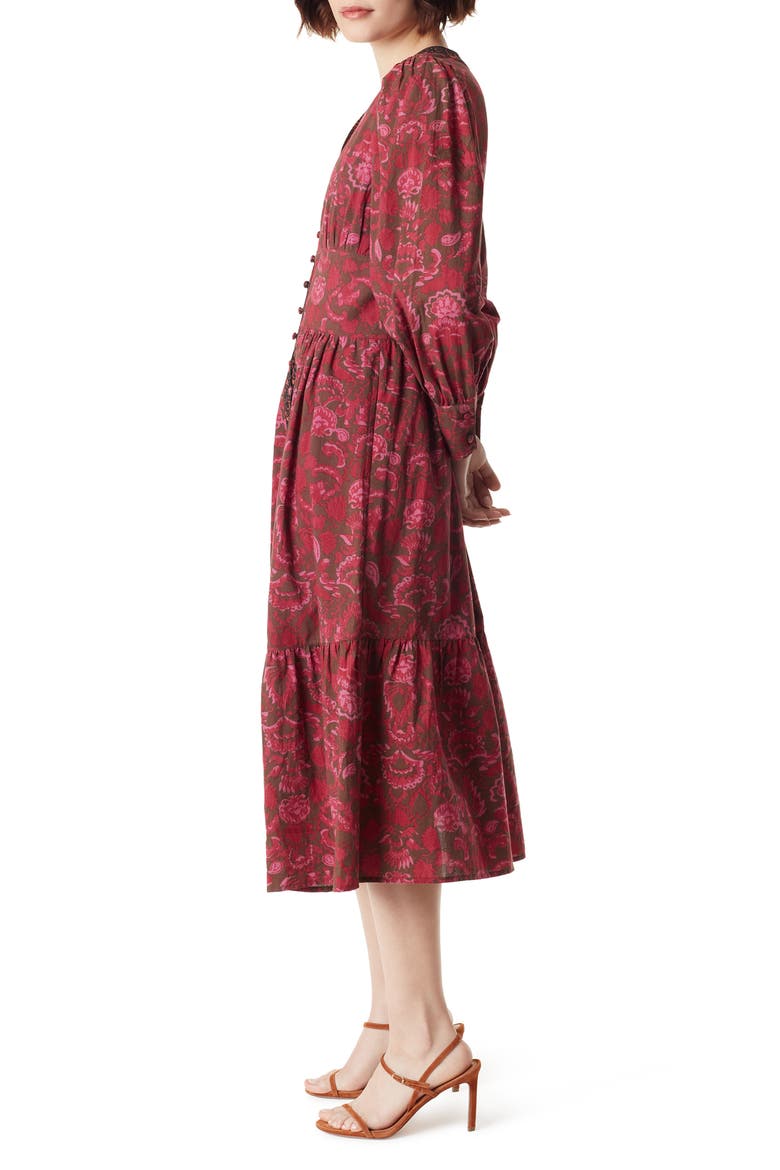 Ramsey Print Long Sleeve Midi Dress, Alternate, color, DOWNTOWN BROWN - FOLD STAMP