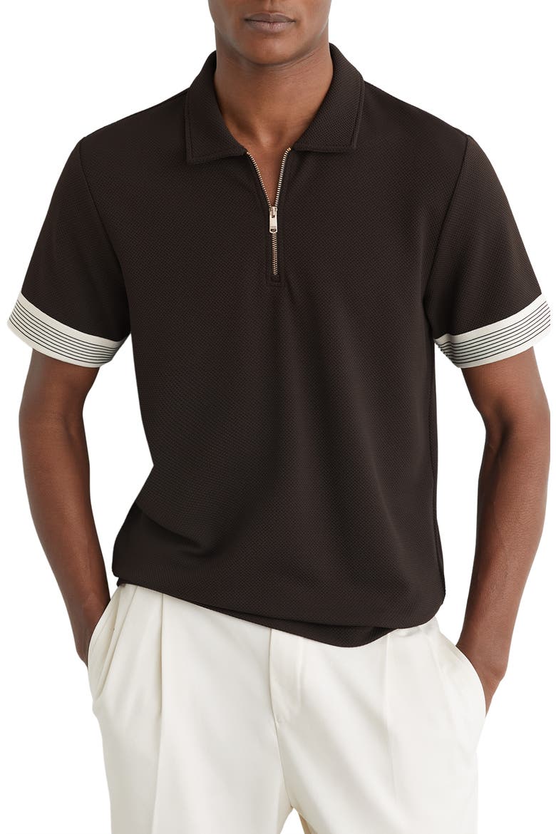Bruno Quarter Zip Polo, Main, color, CHOCOLATE BROWN