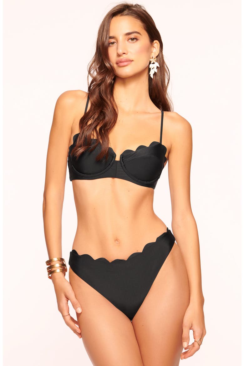 Leyla Scalloped Underwire Bikini Top, Alternate, color, BLACK