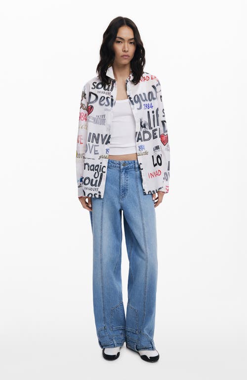 Desigual Long Sleeve Button-up Shirt In Multi