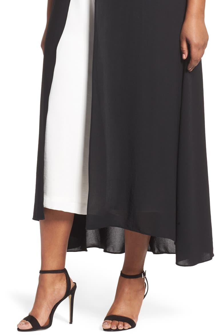 Colorblock V-Neck Jumpsuit, Alternate, color, BLACK/ IVORY