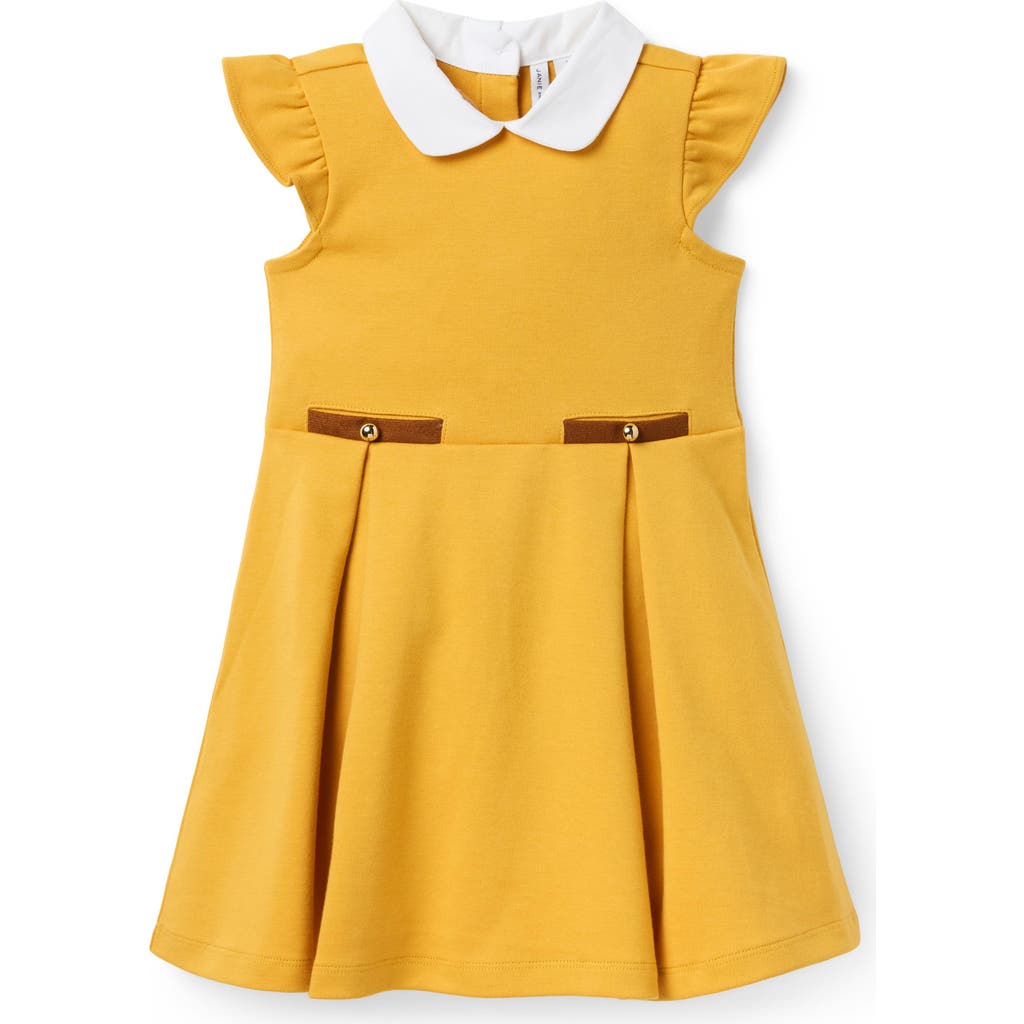 Janie And Jack Flutter Sleeve Ponte Dress In Yellow