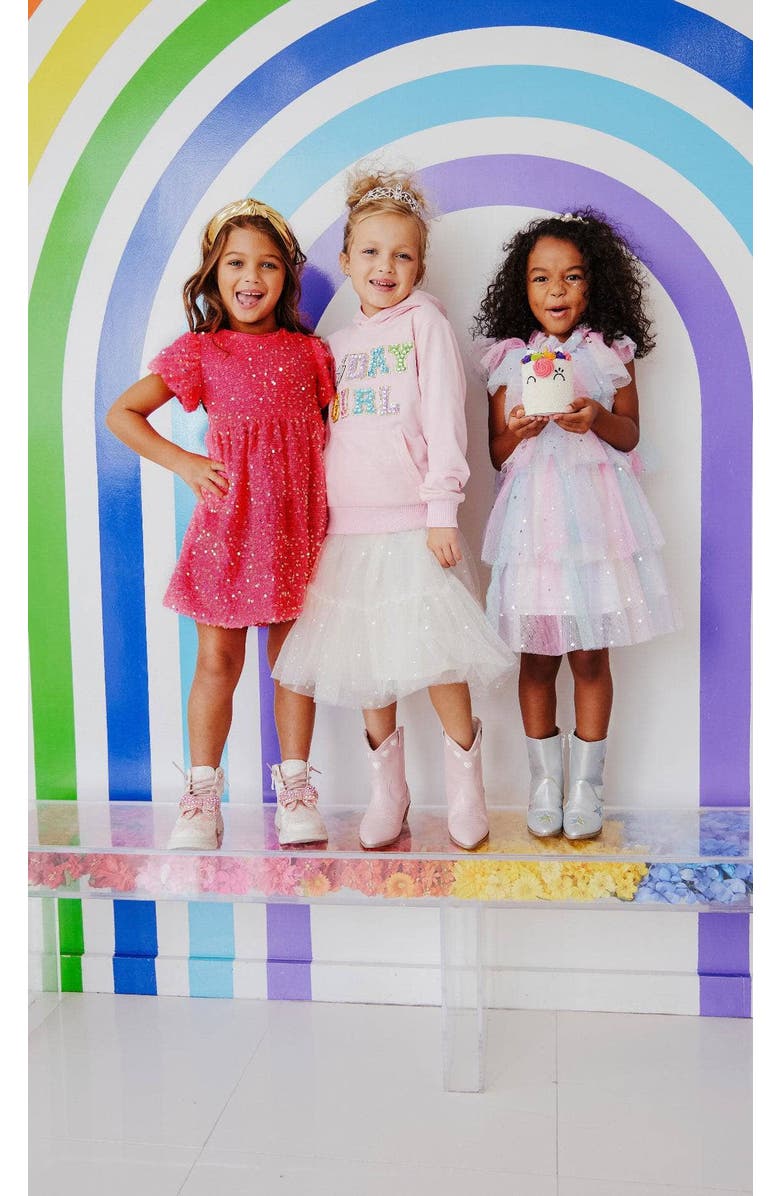 Lola + The Boys Margot Sequin Velour Dress, Alternate, color, Pink