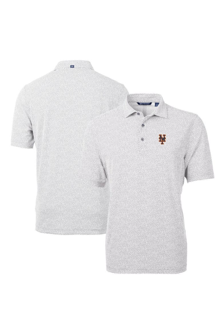 Men's Cutter & Buck Gray New York Mets Virtue Eco Pique Botanical Print Recycled Polo, Main, color, Gray