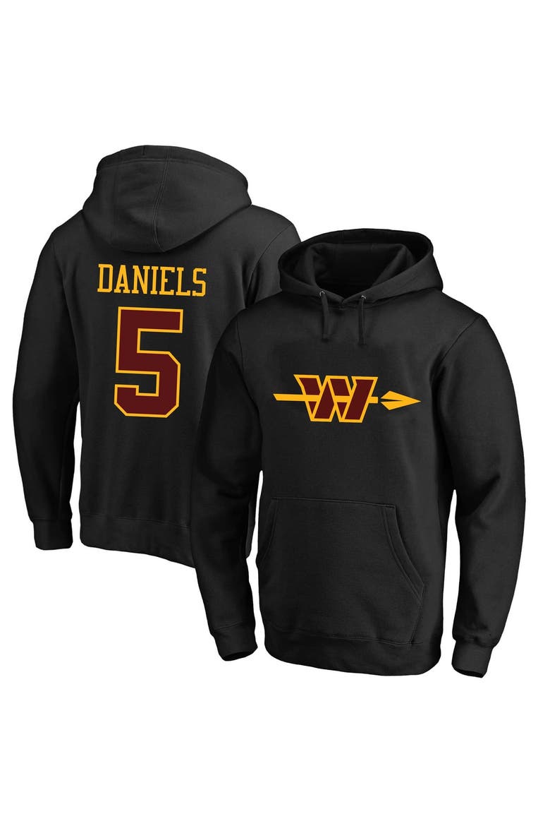 Men's Fanatics Jayden Daniels Black Washington Commanders Big & Tall Name & Number Fleece Hoodie, Main, color, Black