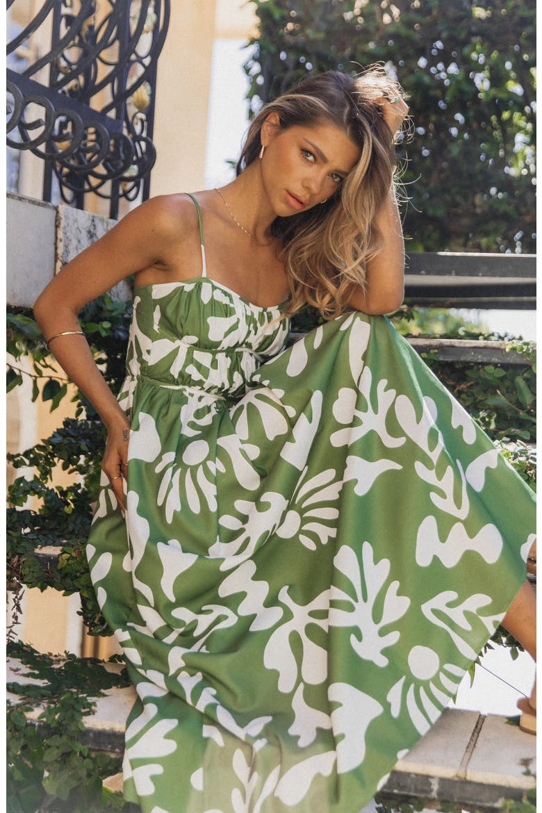 Payton Print Sleeveless Maxi Dress, Alternate, color, KHAKI