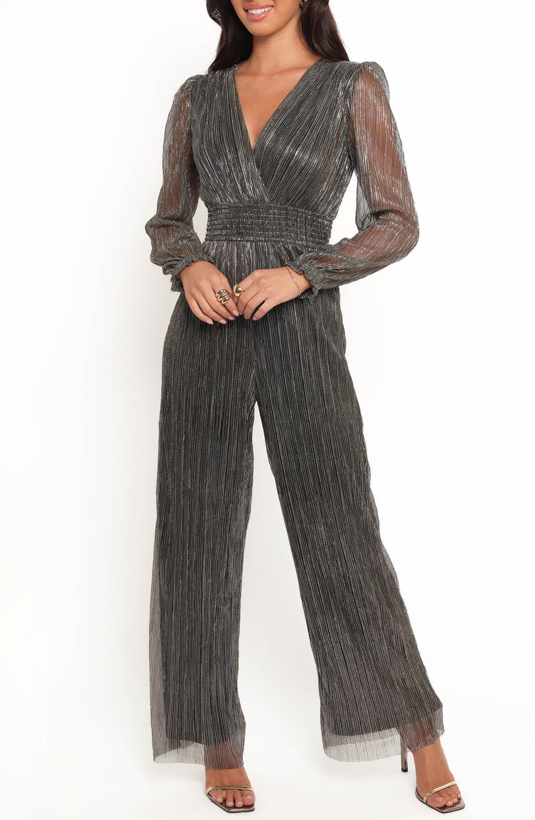 Petal & Pup Mossie Metallic Plissé Jumpsuit, Main, color,