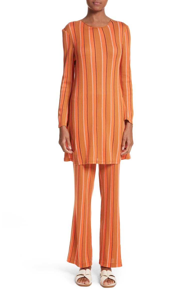 Capo Metallic Stripe Knit Tunic Dress, Alternate, color, MANGO STRIPE
