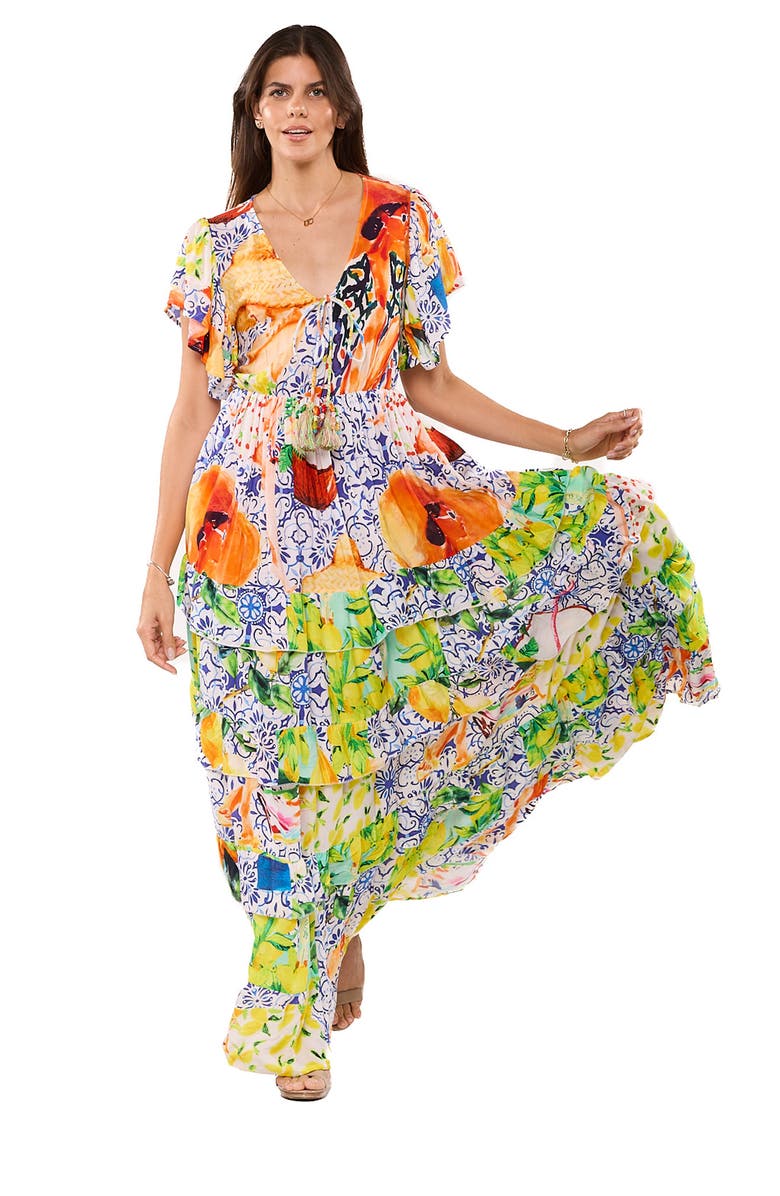 RANEES Floral Maxi Dress, Alternate, color, Green