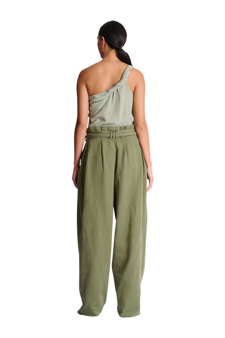 Twill high-waisted trousers, Alternate, color, green