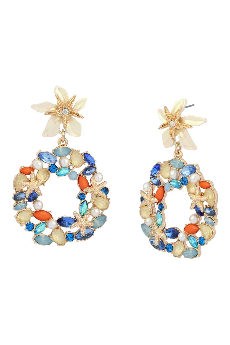 Starfish Doorknocker Earrings, Main, color, BLUE