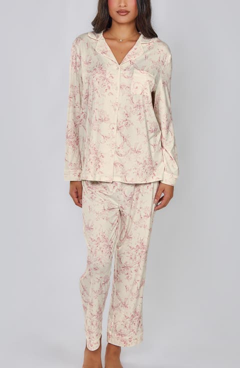 Toile Print Long Sleeve Pajama Set