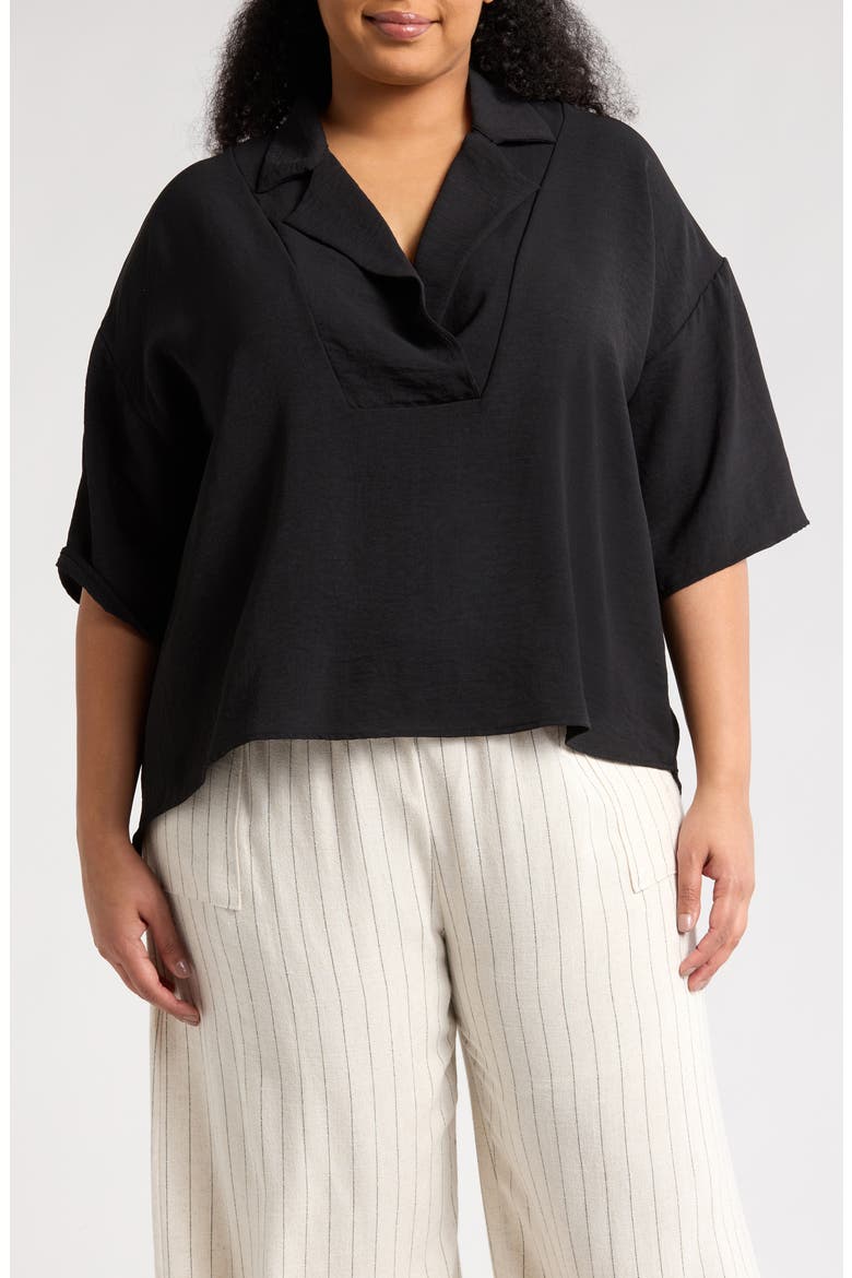 Oversize Elbow Length Sleeve Top, Main, color, BLACK