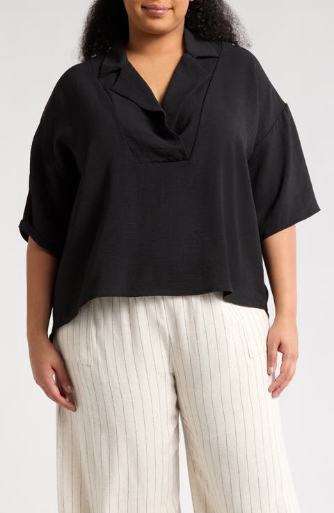 Oversize Elbow Length Sleeve Top (Plus)