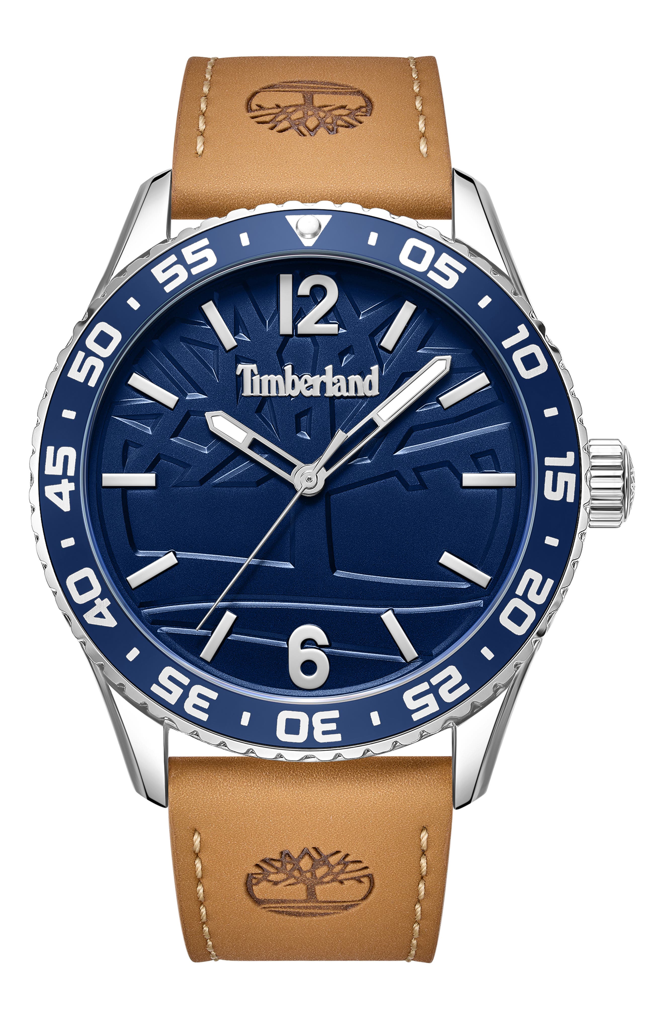 Timberland Classic Sport Quartz Leather Strap Watch, 44mm