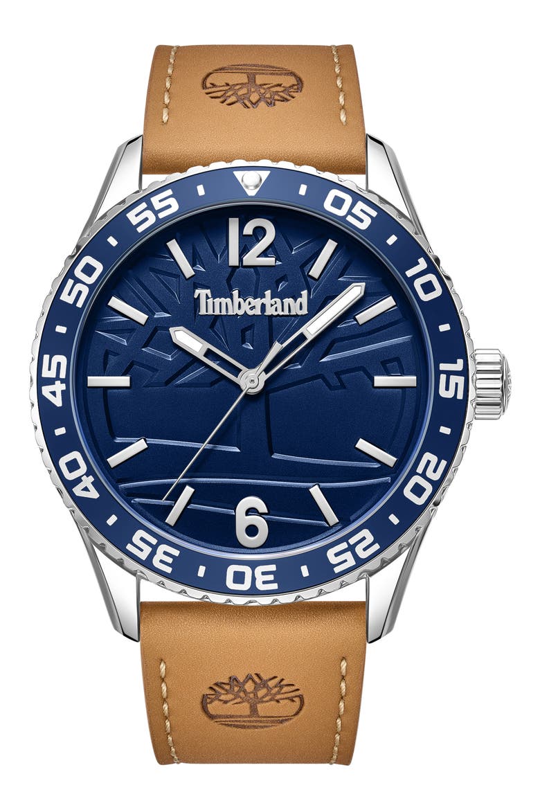 Classic Sport Quartz Leather Strap Watch, 44mm, Main, color, TAN