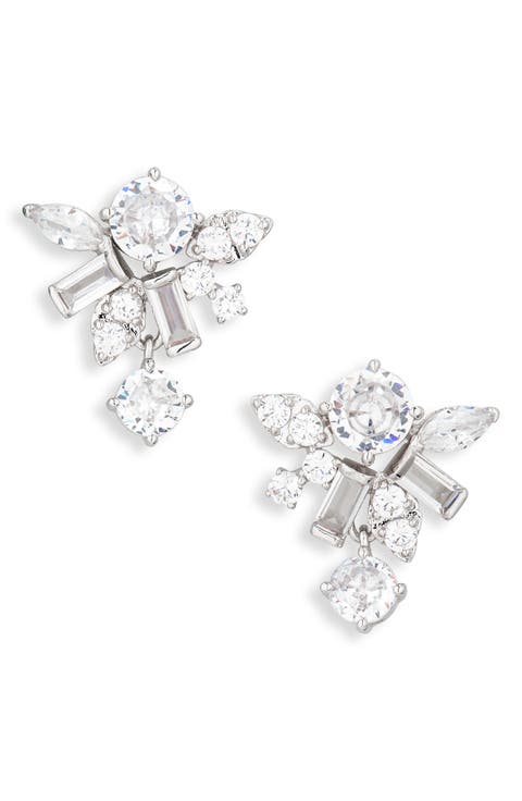Small Cubic Zirconia Cluster Stud Earrings