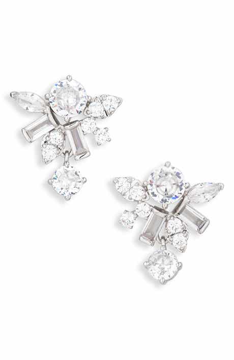 Nadri Small Cubic Zirconia Cluster Stud Earrings