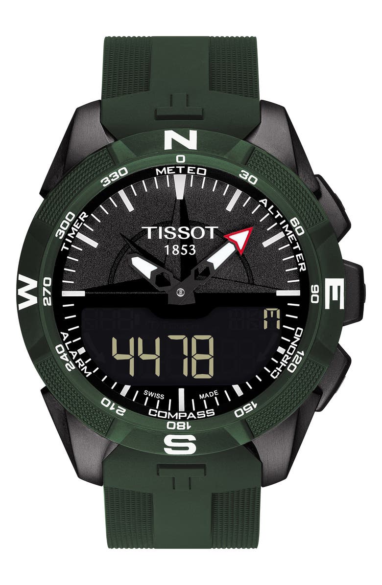 Tissot T-Touch Expert Solar Multifunction Smartwatch, 45mm, Main, color, Green/ Black