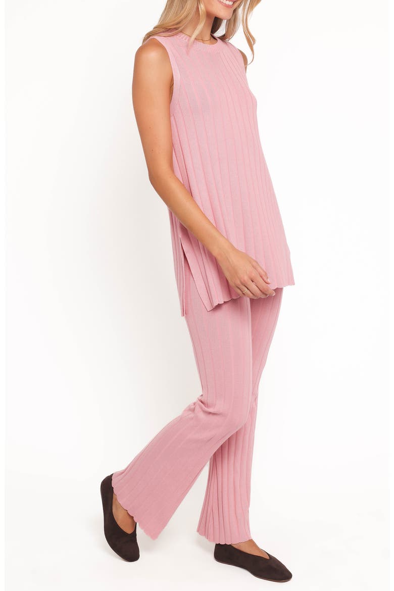 Silvie Wide Rib Sweater Tank & Straight Leg Pants Set, Alternate, color, ROSE