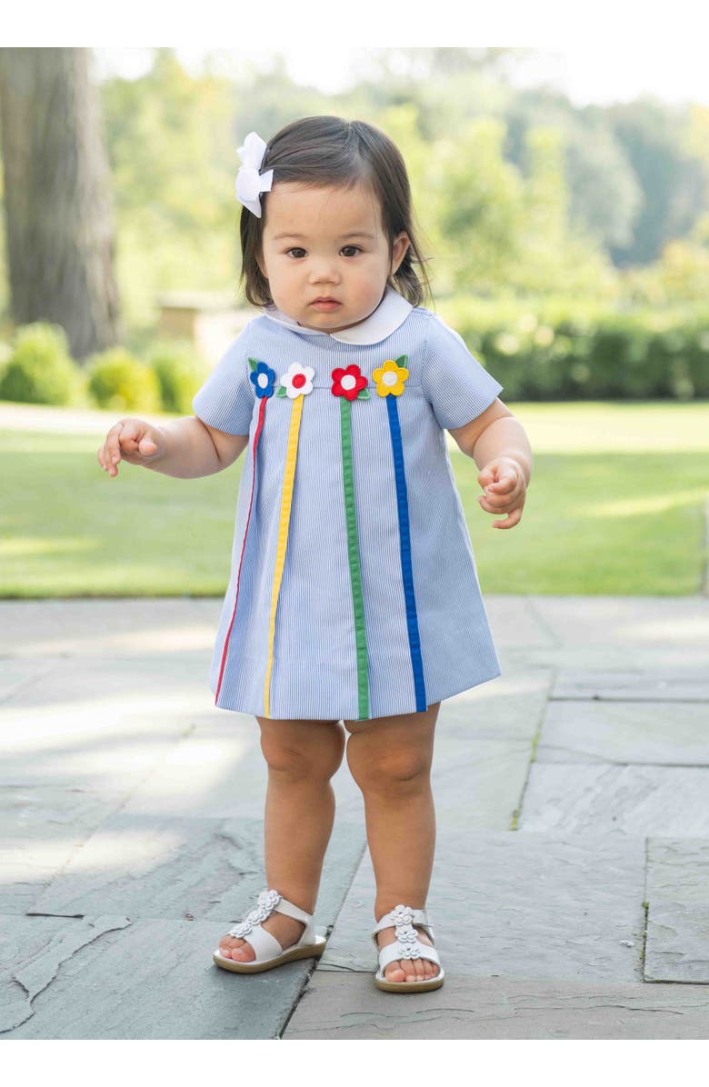 Florence Eiseman Dress With Flowers and Bloomer, Alternate, color, Light Blue