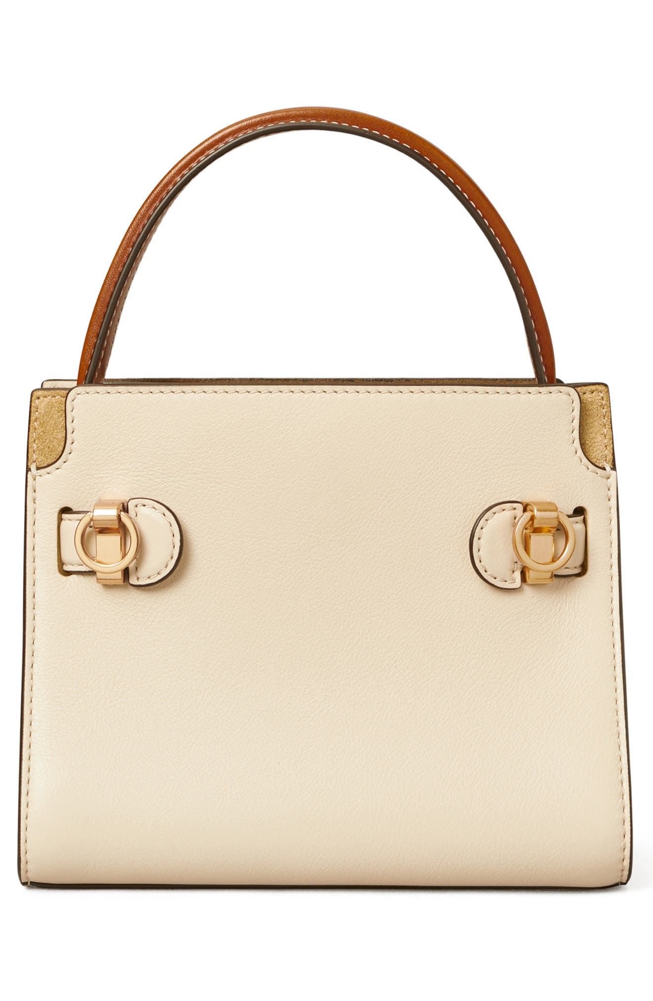 Tory Burch Lee Radziwill Petite Leather Double Bag, Alternate, color, New Cream